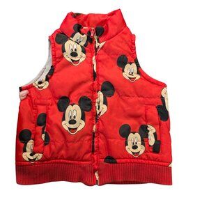 Disney Mickey Mouse Puffer Vest Toddlers M 18-24M Red DisneyCore Colorful Cozy
